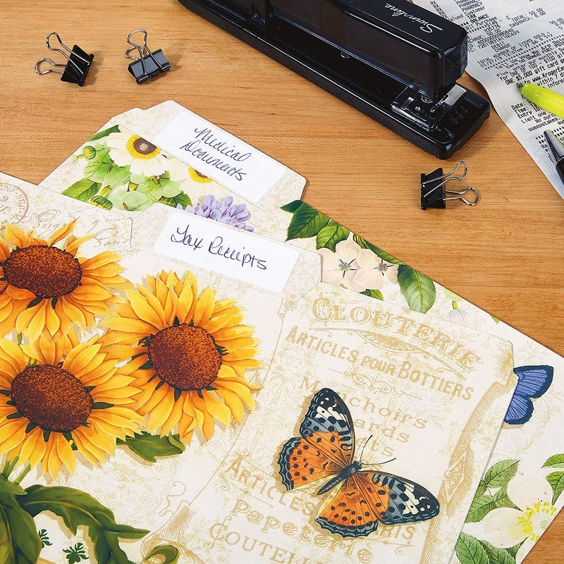 Current Grande Fleur File Folders Value Pack - Bulk Set of 24, 6 Pretty Decorative Designs, 1/3 Cut Tabs, Heavy-Duty Paper Stock, Office Supplies for Home & Work, 9-Â½â€ x 11-Â¾â€ Letter Size - Image 3