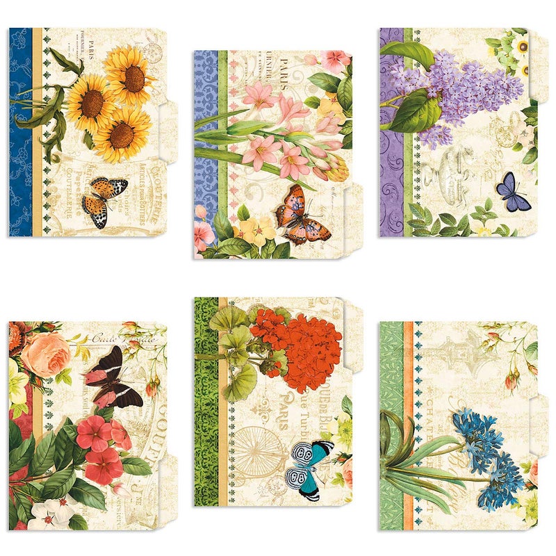 Current Grande Fleur File Folders Value Pack - Bulk Set of 24, 6 Pretty Decorative Designs, 1/3 Cut Tabs, Heavy-Duty Paper Stock, Office Supplies for Home & Work, 9-Â½â€ x 11-Â¾â€ Letter Size - Image 5