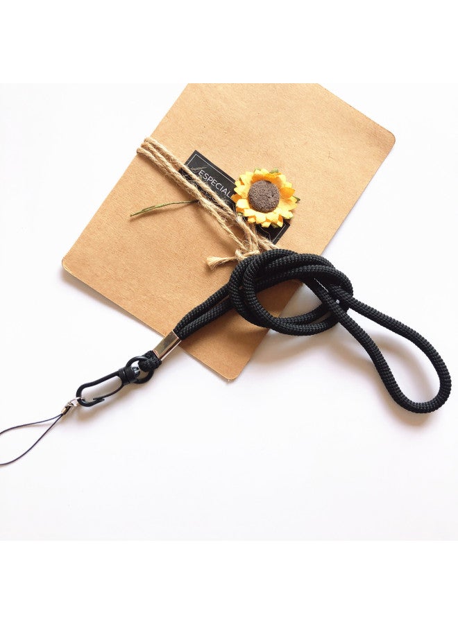 Specializing In The Production Of Woven Mobile Phone Lanyard Long Rope With Round Cotton Rope Exhibition Card Lanyard Can Be Specified Length-Specifications Support Image Upload:Black - Image 1