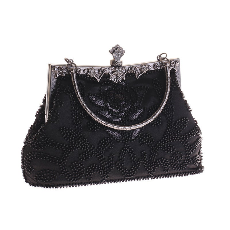 Diamond-Encrusted Beaded Embroidered Bag Evening Wear Portable Evening Bag Classic Cheongsam Perfect Bag 12-2 Gold Bag - Image 5