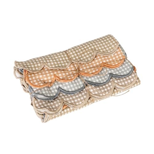Creative Co-op Creative CoOp 4Piece Cotton Printed Scalloped Napkin Set with Check Pattern Multicolor - Image 1