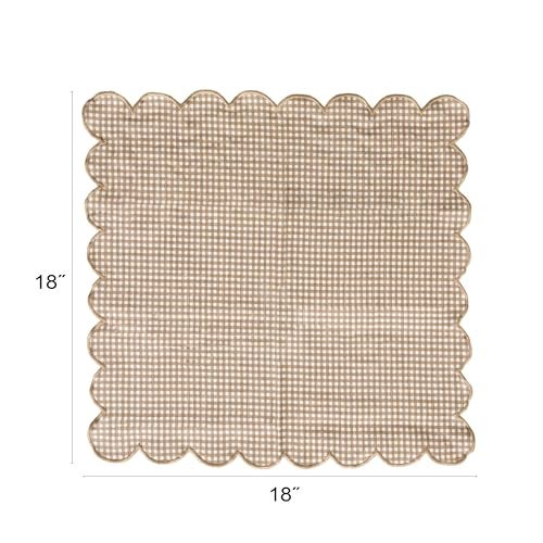 Creative Co-op Creative CoOp 4Piece Cotton Printed Scalloped Napkin Set with Check Pattern Multicolor - Image 3
