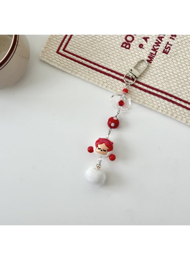 NIBEMINENT Beaded Phone Lanyard, Anti Lost Removable Wrist Strap,Cute Cartoon Bracelet Pendant, Phone Keychain Lanyard, White