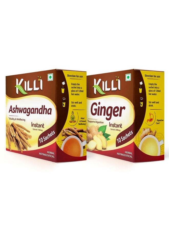 KILLI Ashwagandha | Ginger Instant Ayurvedic Extract, 2 Packs Of 10 Sachets  - Image 1