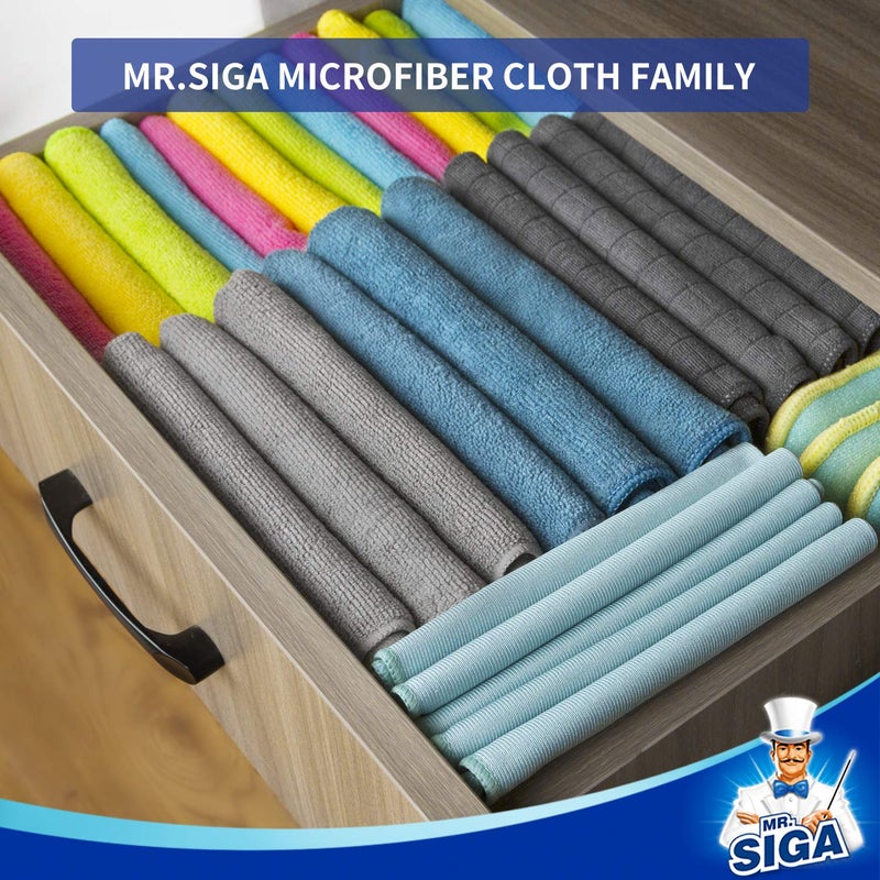 Mr Siga منشفة تنظيف ميكروفايبر MR.SIGA، عبوة من 12، الحجم: 12.6" × 12.6" - Image 3
