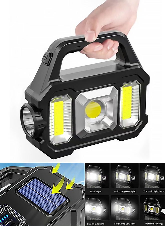 Ecoey Multifunctional Searchlight,Rechargeable Flashlight Ip65 Waterproof Torch Searchlight Portable Lantern Solar Light Outdoor USB Charging Camping Hiking - Image 2