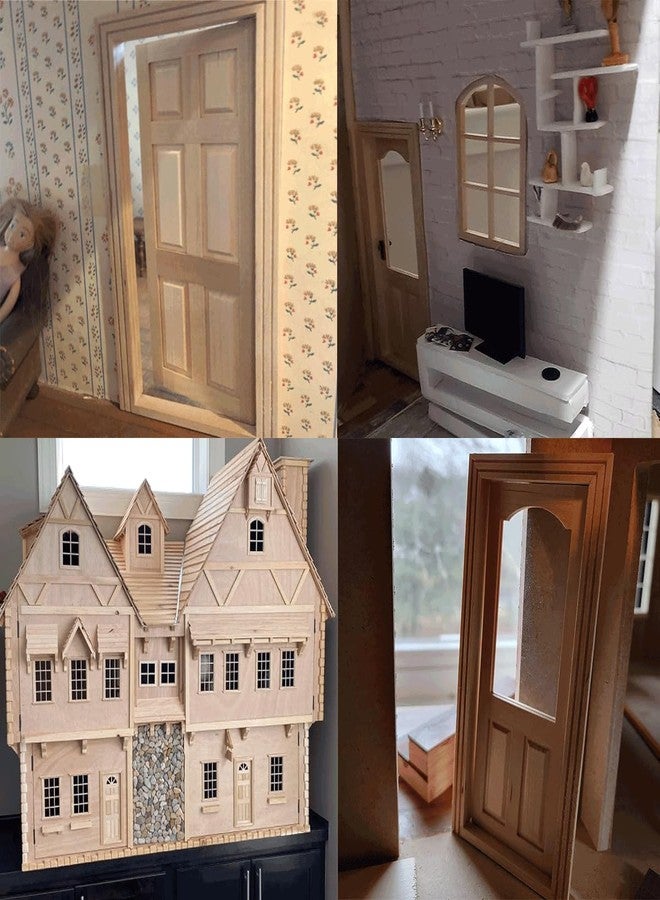 UZPDWK Dollhouse Doors, Wooden Miniature Dollhouse Furniture Door Frame for Dolls Houses Decoration-1: 12 Scale - Image 5