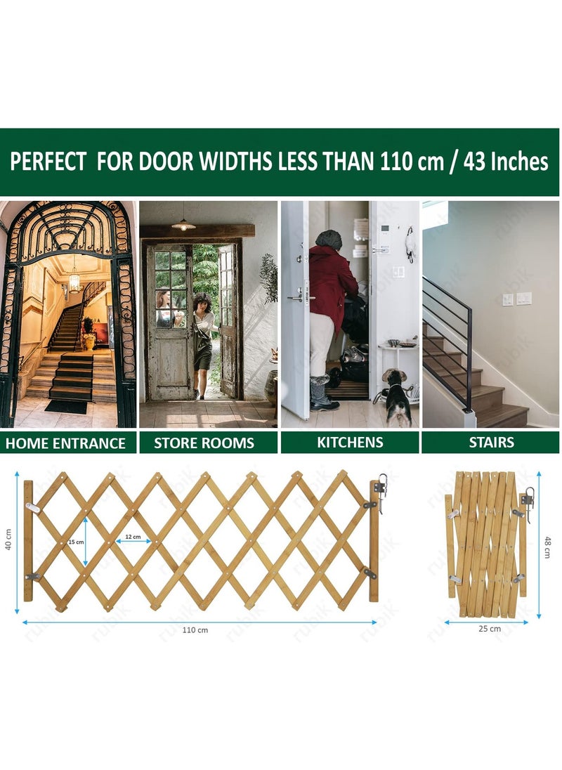 Rubik - Door Safety Gate Retractable Isolation Fence for Dogs Pets for Doorway Stairs, Foldable Expandable Indoor Outdoor Use for Small Medium Pet Dog (48cm Height) Small - Image 1