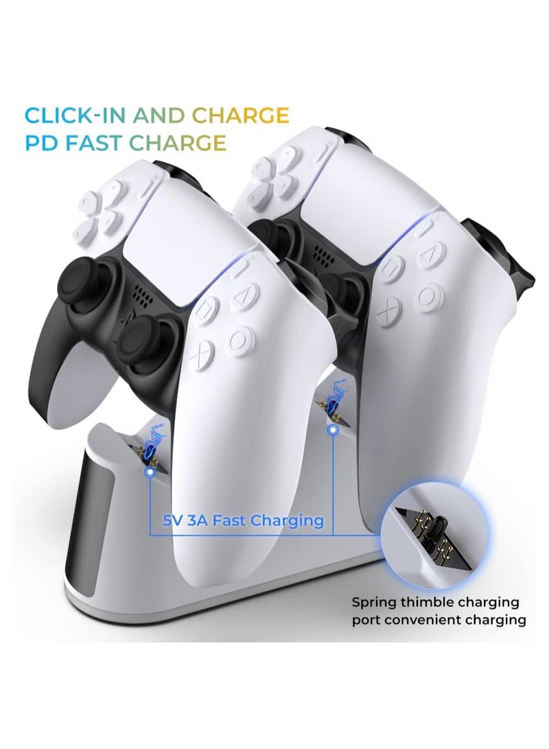 محطة شحن وحدة تحكم PS5 - محطة شحن لوحدة تحكم PlayStation 5 Dualsense/Edge مع إضاءة LED RGB وقاعدة شحن سريعة وحامل لجهاز التحكم عن بعد PS5/Slim/Pro - Image 4