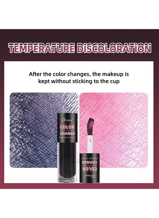 OCHEAL Color Change-Black Turns Pink,Translucent Black Lip Oil,Black Glossy Lipgloss,Plumping Lip Tint,Hydrating Mirror High-shine Lip Gloss,Long Lasting Moisturizing Non-Sticky Lipgloss - Image 2