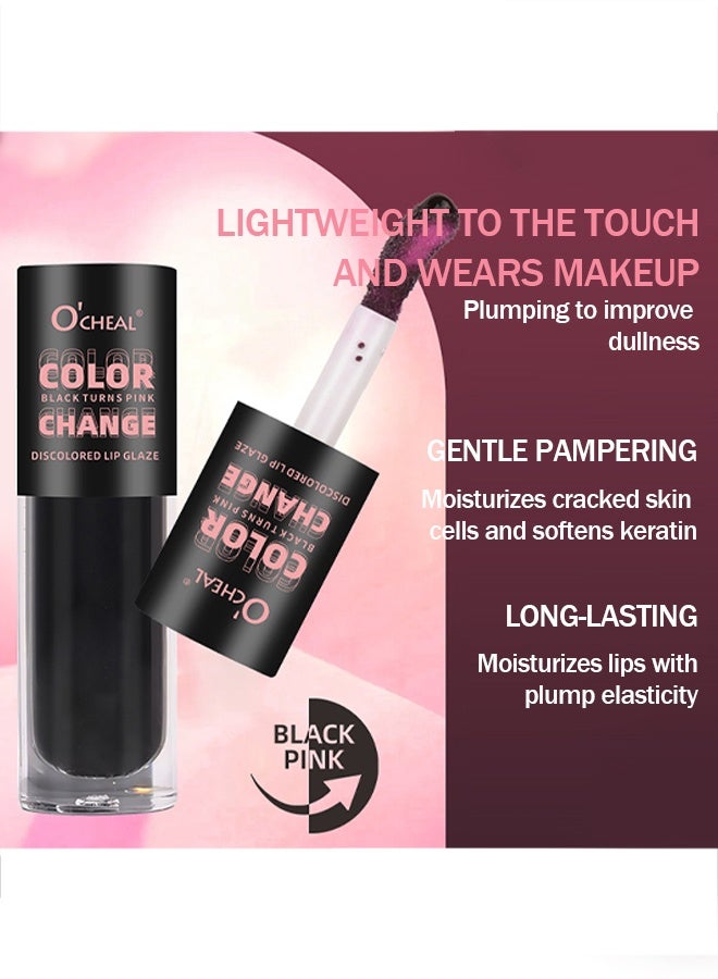 OCHEAL Color Change-Black Turns Pink,Translucent Black Lip Oil,Black Glossy Lipgloss,Plumping Lip Tint,Hydrating Mirror High-shine Lip Gloss,Long Lasting Moisturizing Non-Sticky Lipgloss - Image 4