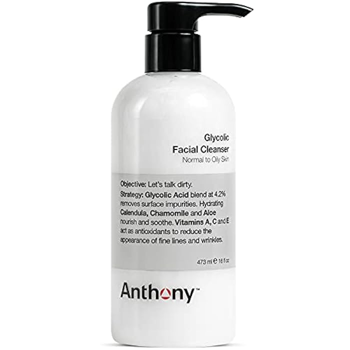 Anthony Glycolic Facial Cleanser for Men, Daily Exfoliating & Hydrating Face Wash, Shave Prep, Non-Foaming, Deep Cleansing, Gentle on Sensitive Skin, Removes Dirt & Oil, Smooths Texture, 16 Fl Oz - Image 1