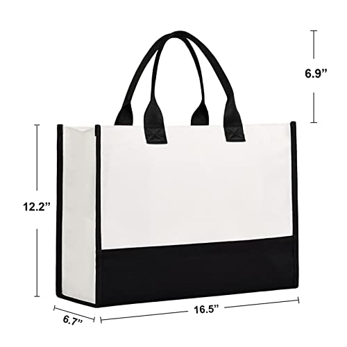 Lamyba Wifey Tote Bag with Makeup Bag, Wifey Gifts for the Bride, Bridal Shower Gifts, Black and White - Image 5