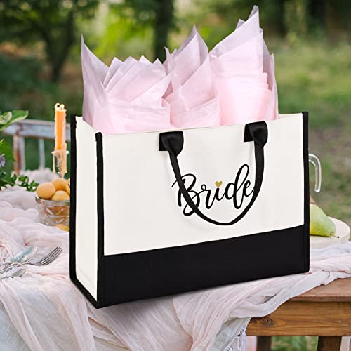 Lamyba Wifey Tote Bag with Makeup Bag, Wifey Gifts for the Bride, Bridal Shower Gifts, Black and White - Image 2