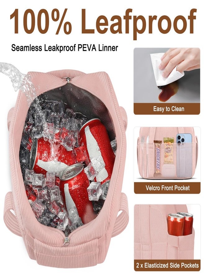 KUBYA Corduroy Lunch Box Lunch Bag for Women Men, Cute Strawberry Small Insulated Reusable Work Leakproof Simple Lunch Boxes Tote Bag Adults Cooler Bag - Image 4
