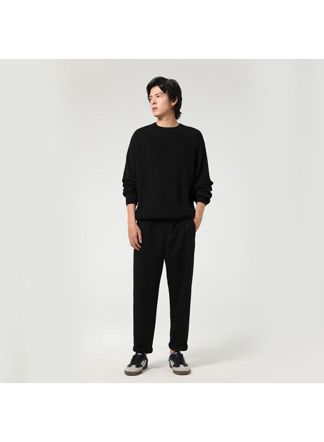 Markless Yuanbao Needle Sweater Men Autumn Winter Warm Knitted Round Neck Base Shirt Loose Top 3740 Starry Black L - Image 2