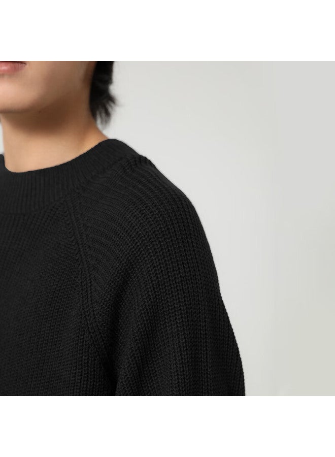 Markless Yuanbao Needle Sweater Men Autumn Winter Warm Knitted Round Neck Base Shirt Loose Top 3740 Starry Black L - Image 3