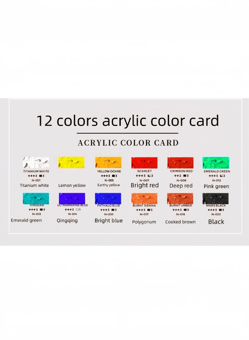 Generic Acrylic Paint Kit.22Pcs Kit. Includes 12 Rich Colors. 35 ml Per Bottle. 10 Brushes. Non-Fading High Quality Paint Suitable for Painting on Canvas, Wood, Wood, Paper, Paper, Fabric, Glass and Ceramics, Etc.  - Image 3