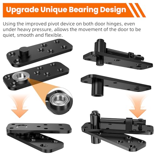 KIMSOFUNNY Hidden Door Hinge Pivot Hinge, 570LBS Load-Bearing Heavy Duty Pivot Door Hardware for Hidden Door Bookcase, Murphy Door Hinge Kit 360° Rotation Invisible Door Hinges for Secret Door (Black-2pcs) - Image 4