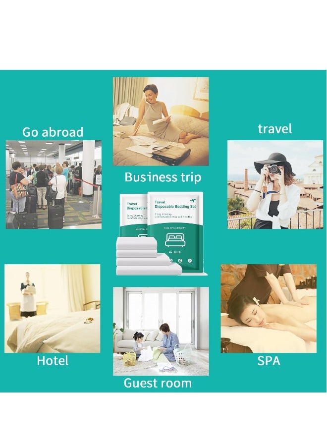 Generic Travel-Ready 8 PCS Disposable Bed Sheets Set: Queen Size with 2 Bed Sheets, 2 Quilt Covers, and 4 Pillowcases - Perfect for Business Trips, Spa & Hotel Stays  - Image 3