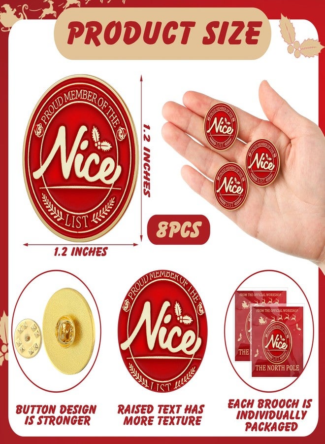 Knitgrip 8 Set Santa Nice List Enamel Pins Santa Letter Gift Badge Christmas Enamel Pins from Father Christmas for Christmas Eve Gift Fillers Stocking Fillers - Image 2
