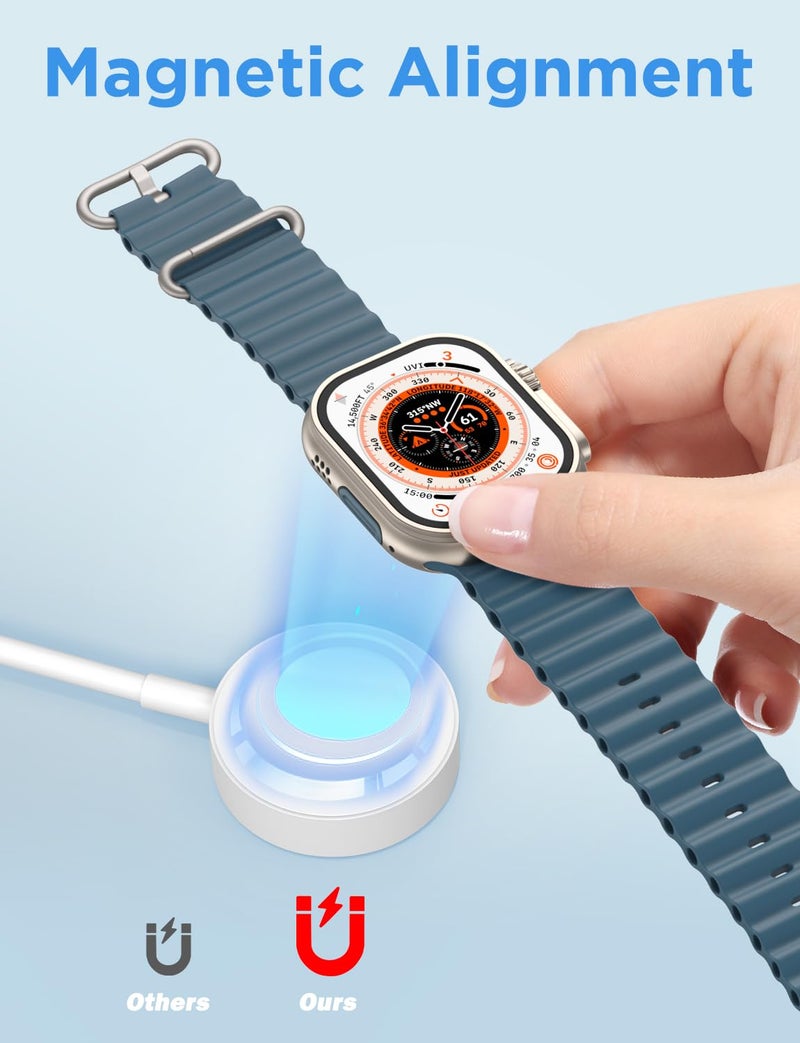 Amasuki 𝟐𝟎𝟐𝟓 𝐔𝐩𝐠𝐫𝐚𝐝𝐞𝐝 for Apple Watch Charger USB Magnetic Fast Charging Cable Portable Wireless Charging Compatible with iWatch Series 11/10/9/8/7/6/5/4/3/2 Ultra 2/SE - Image 3