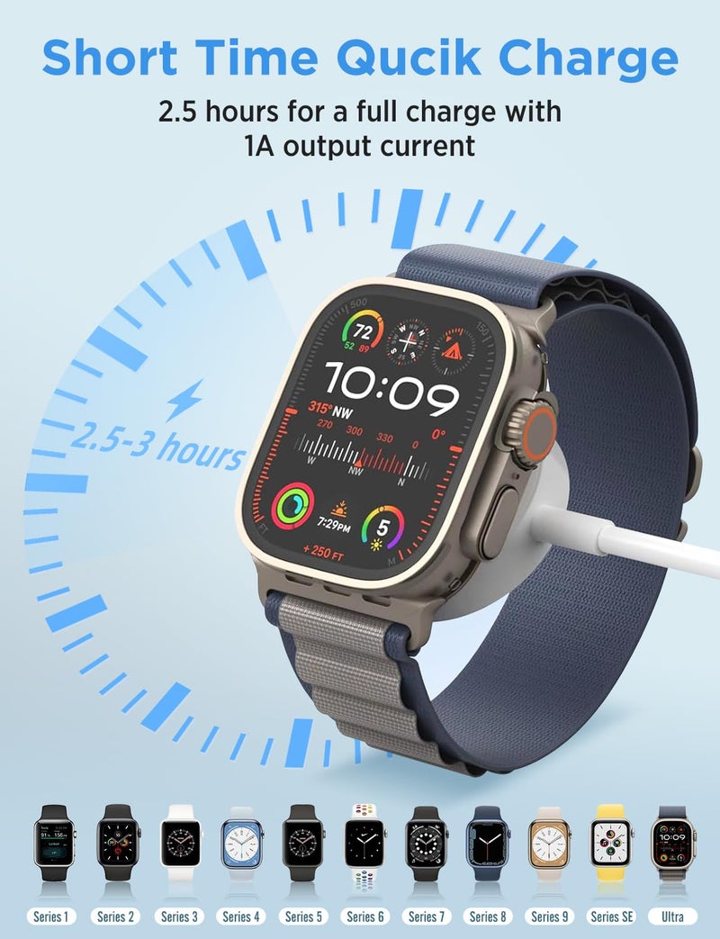 Amasuki 𝟐𝟎𝟐𝟓 𝐔𝐩𝐠𝐫𝐚𝐝𝐞𝐝 for Apple Watch Charger USB Magnetic Fast Charging Cable Portable Wireless Charging Compatible with iWatch Series 11/10/9/8/7/6/5/4/3/2 Ultra 2/SE - Image 4