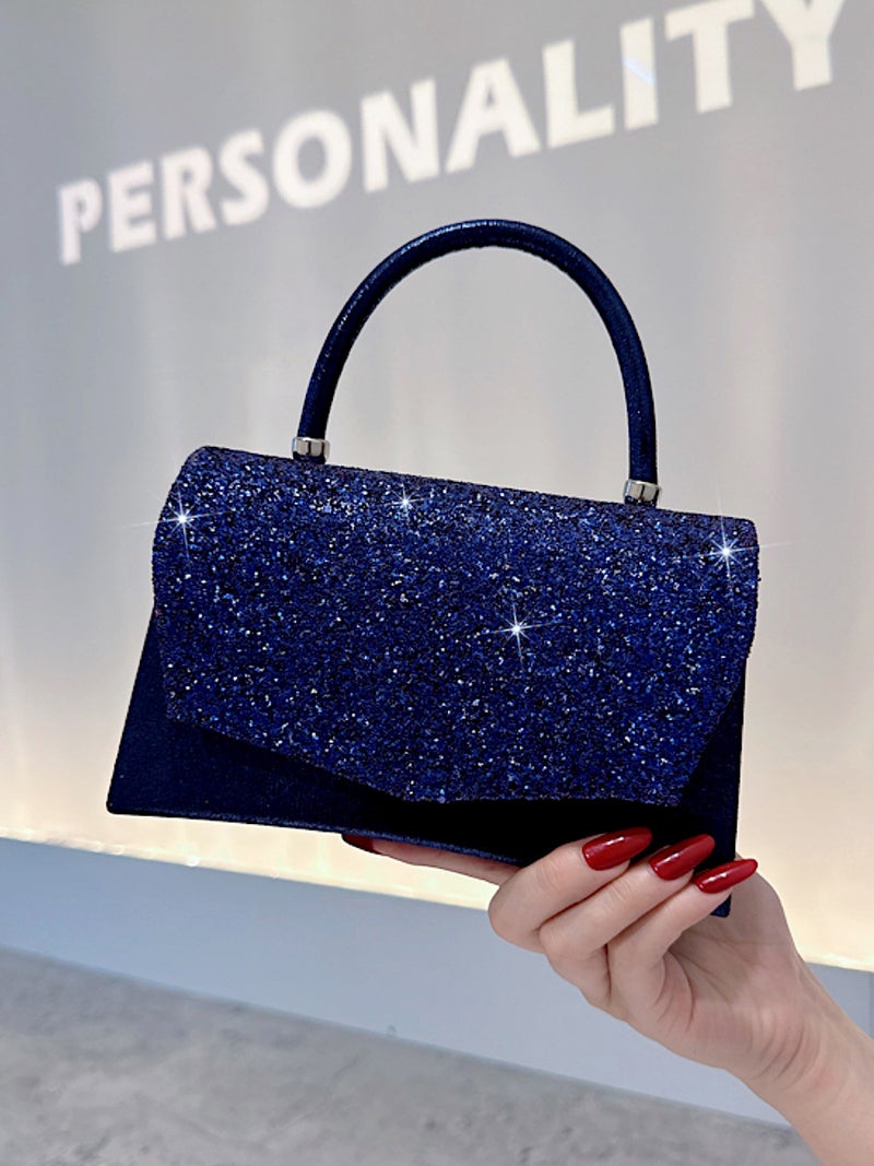 Western-Style Sequined Small Square Bag, Sparkling Handbag, Versatile Textured Evening Bag, Simple Cross-Body Chain Women'S Bag - Image 2