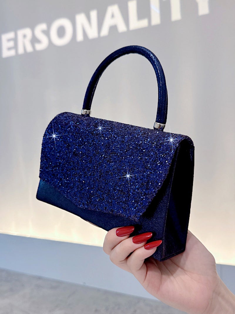 Western-Style Sequined Small Square Bag, Sparkling Handbag, Versatile Textured Evening Bag, Simple Cross-Body Chain Women'S Bag - Image 3