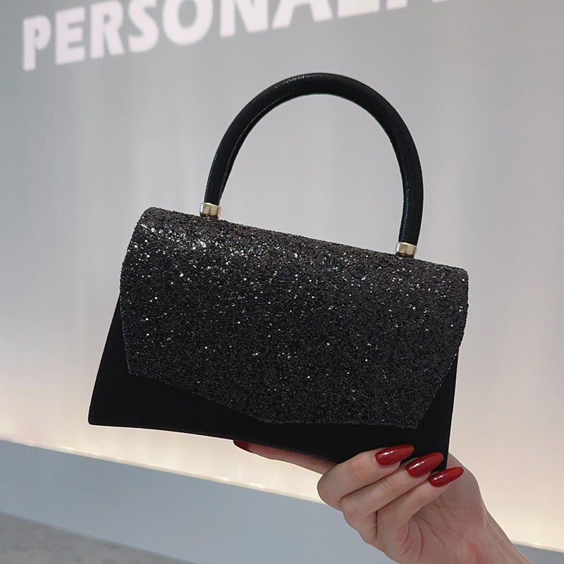 Western-Style Sequined Small Square Bag, Sparkling Handbag, Versatile Textured Evening Bag, Simple Cross-Body Chain Women'S Bag - Image 1