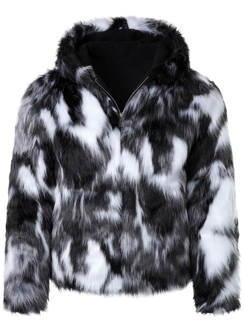 FANARCHER Men's Winter Faux Fur Jackets Hoodie Luxury Overcoat Fluffy Coats Long Sleeve Thicken Parka Outwear - Image 1