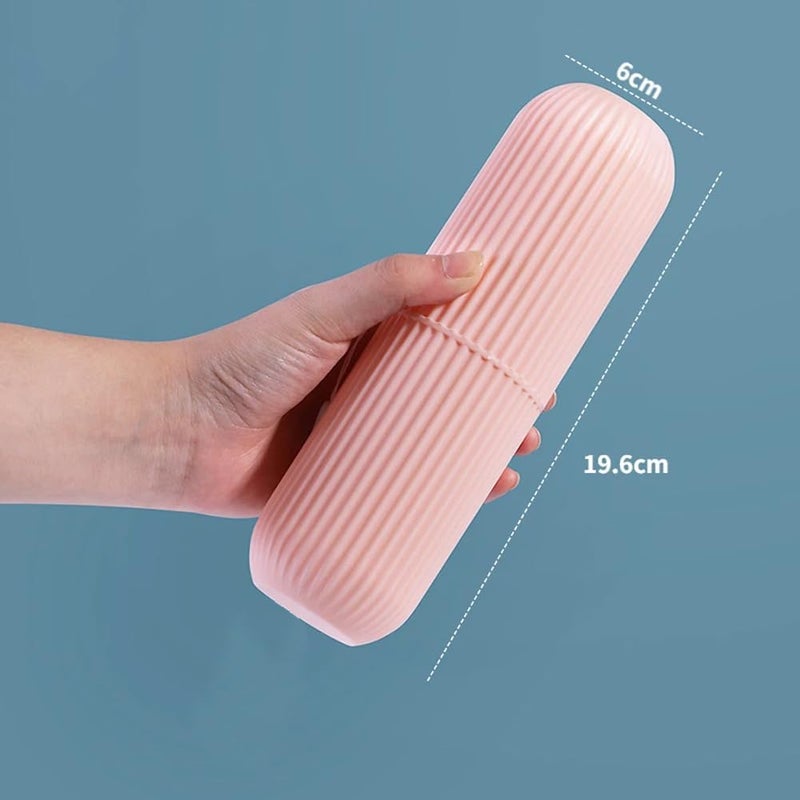 TECHNOWAYS SOLUTION Toothbrush Case Cover Holder Portable Toothbrush Storage Box Container Plastic Toothbrush Holder Capsule Shape Travel Bathroom Organizer (Pack of 3) (Blue Pink Grey) - Image 2