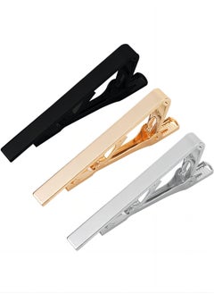 Generic Men's Tie Clips 3-Pack Tie Tack Clips, Simple Metal Tie Bar - Black, Gold, Silver, For Wedding, Business, And Daily Use  - Image 1
