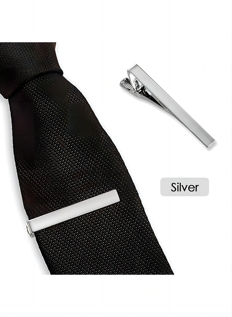 مجموعة من 3 مشابك ربطة عنق للرجال، شريط ربطة عنق معدني بسيط - أسود، ذهبي، فضي، لحفلات الزفاف، والأعمال التجارية، والاستخدام اليومي - Image 4