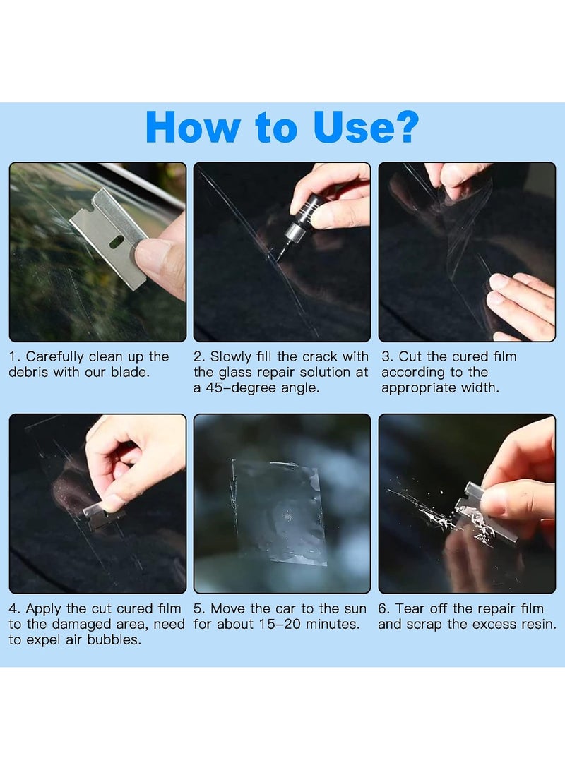 DubaiGallery طقم إصلاح شقوق الزجاج الأمامي، طقم إصلاح زجاج أمامي أسود مكون من قطعتين، طقم سائل إصلاح، طقم إصلاح زجاج أمامي للسيارة، أدوات نوافذ السيارات، مجموعة تصحيح الزجاج، إصلاح الشقوق، شقوق في السيارة - Image 4