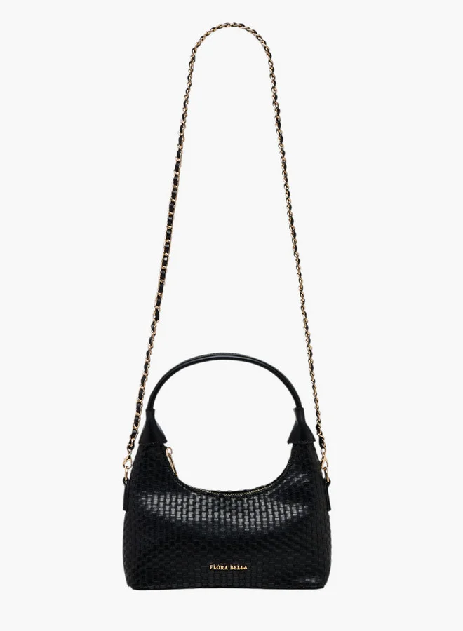 Flora Bella By Shoexpress Weave Textured Shoulder Bag with Zip Closure