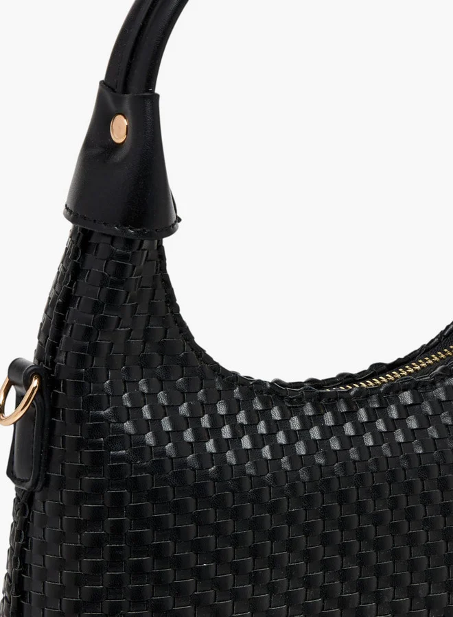 Flora Bella By Shoexpress Weave Textured Shoulder Bag with Zip Closure