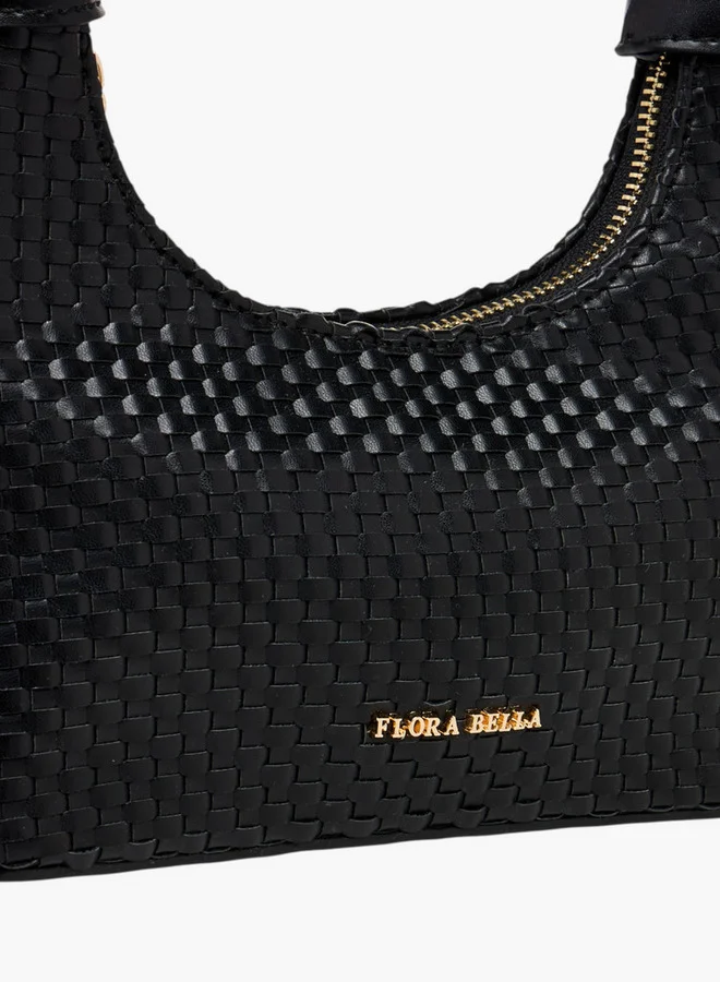 Flora Bella By Shoexpress Weave Textured Shoulder Bag with Zip Closure