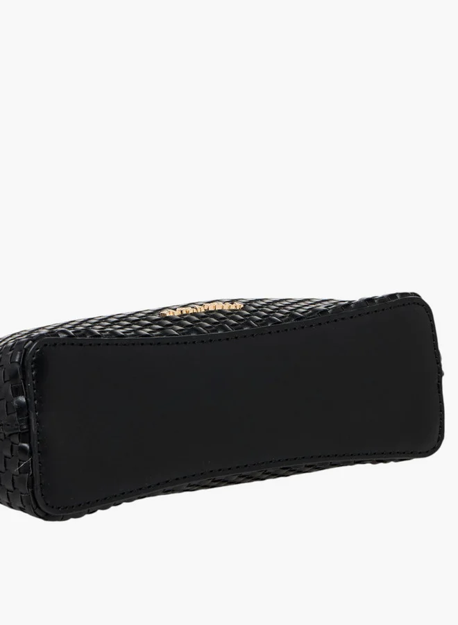 Flora Bella By Shoexpress Weave Textured Shoulder Bag with Zip Closure