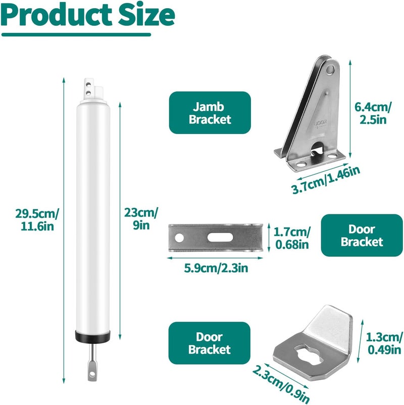 OXDFK Screen and Storm Door Closer Kit, Heavy Duty Pneumatic Screen and Storm Door Closer, Screen and Storm Door Push Button Latch Set Replacement Kit, Adjust Smooth Closing Speed (White) - Image 1