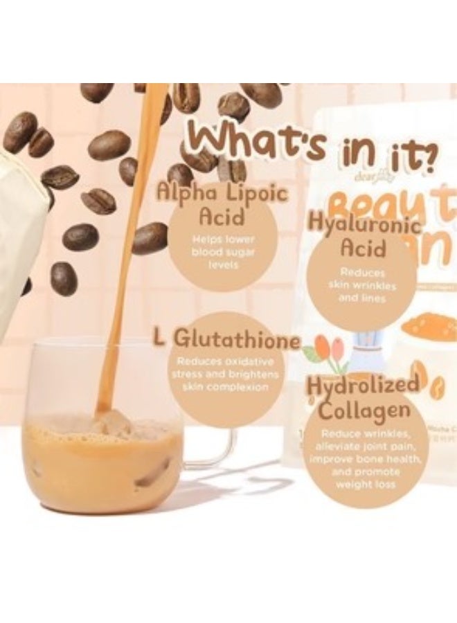 Dear Face Beauty Bean Slimming Coffee – Korean Mocha Coffee with L-Carnitine, Glutathione, Collagen & Probiotics – 10 Sachets x 18g - Image 4