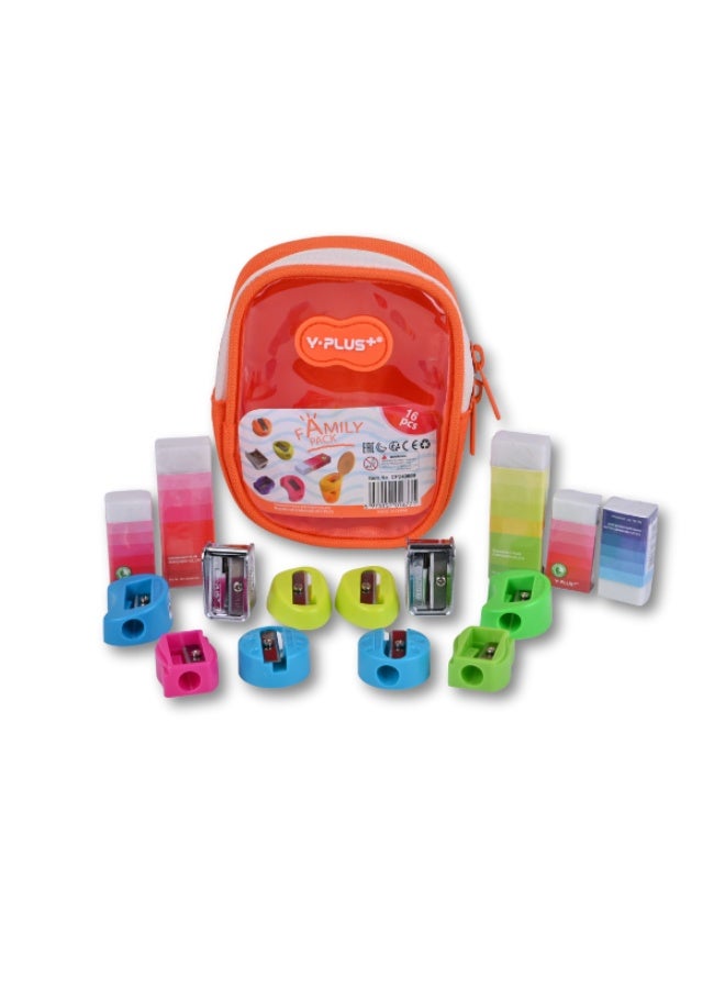 Y plus+ V-Plus Family Pack – 16 Pieces – Sharpener & Eraser Set - Image 3