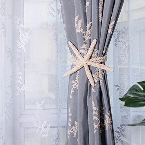 ZILucky 2 Pieces Natural Starfish Curtain Tiebacks Rope Drape Tie Band Drapery Holdbacks Room Décor - Image 3