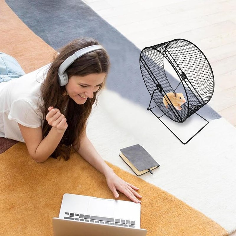 Black Hamster Running Wheel Silent Exercise Wheel with Stable Stand for Hamsters Mice Gerbils - Image 4