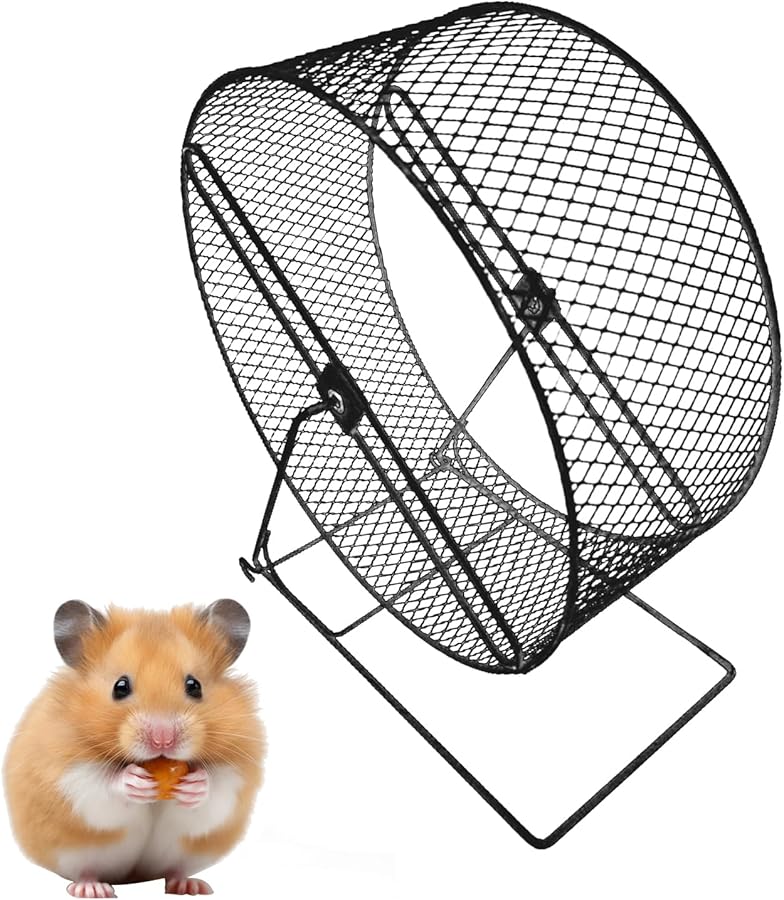 Black Hamster Running Wheel Silent Exercise Wheel with Stable Stand for Hamsters Mice Gerbils - Image 1