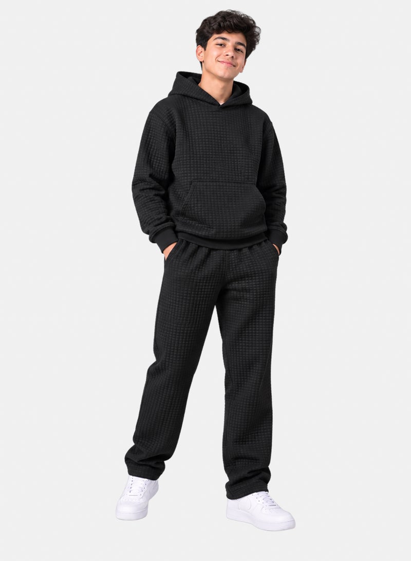 Boys' Winter Waffle Hoodie & Pants Set
