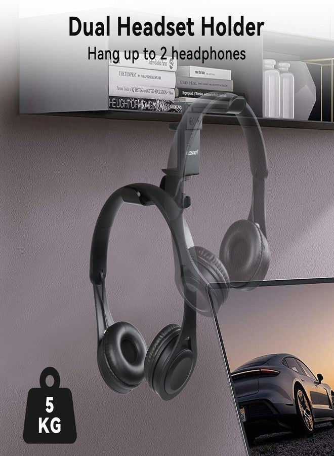 aceyoon Under Desk Headphone Hanger, 360 Degree Swivel Dual Stand, Aluminum Alloy Headset Stand for Desk,Headphone Hook for Gaming Headset,Bag, Black - Image 4