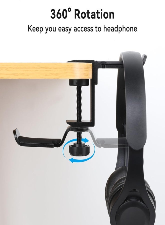 aceyoon Under Desk Headphone Hanger, 360 Degree Swivel Dual Stand, Aluminum Alloy Headset Stand for Desk,Headphone Hook for Gaming Headset,Bag, Black - Image 3