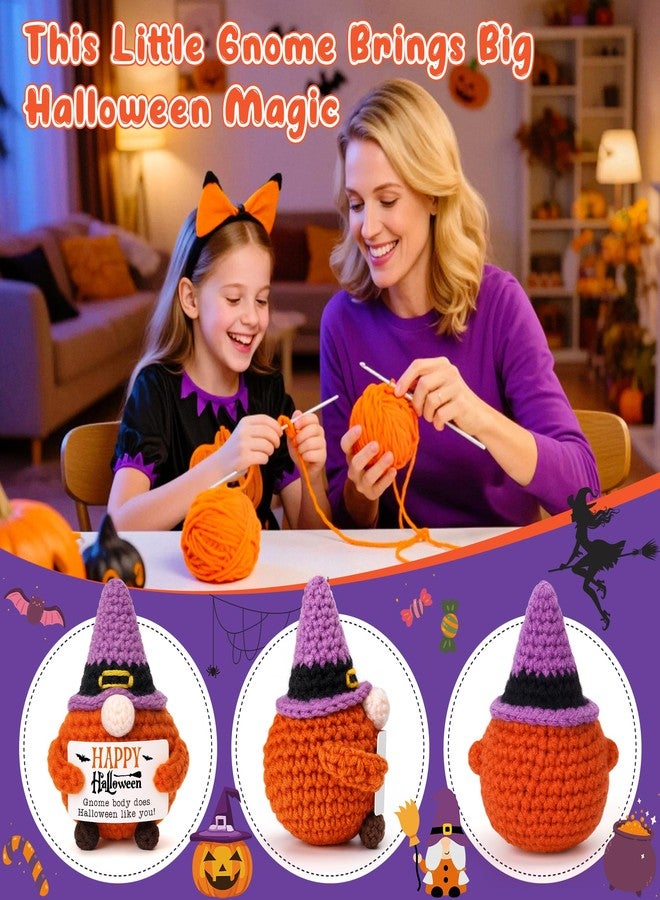 BVXFR Mini Halloween Gnome Witch Hat Boo Basket Stuffers Gifts for Women Men Spooky Halloween Decorations Indoor Gifts for Teen Girl Boy Kid Friend, Handmade Crochet Gnome Pumpkin Decor - Image 4