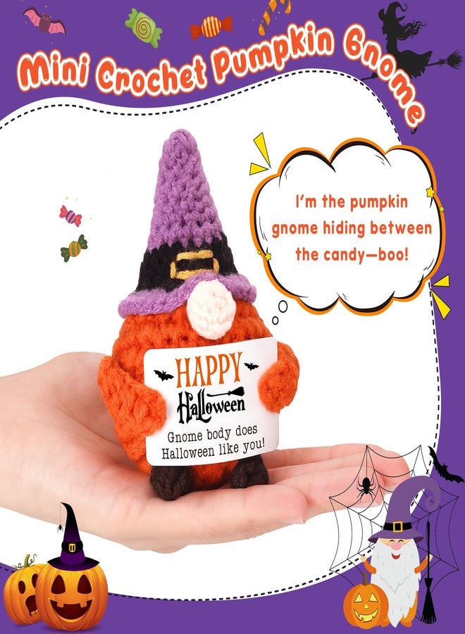 BVXFR Mini Halloween Gnome Witch Hat Boo Basket Stuffers Gifts for Women Men Spooky Halloween Decorations Indoor Gifts for Teen Girl Boy Kid Friend, Handmade Crochet Gnome Pumpkin Decor - Image 2